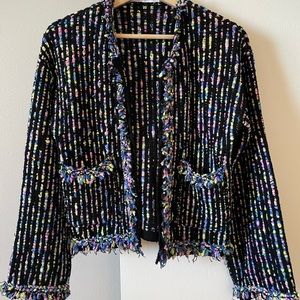 Zara chenille chanel style jacket knit cardigan